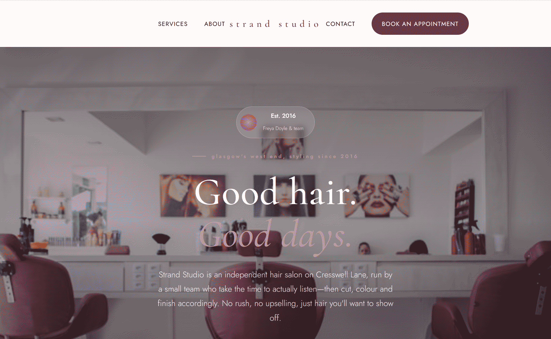Strand Studio hair salon website design